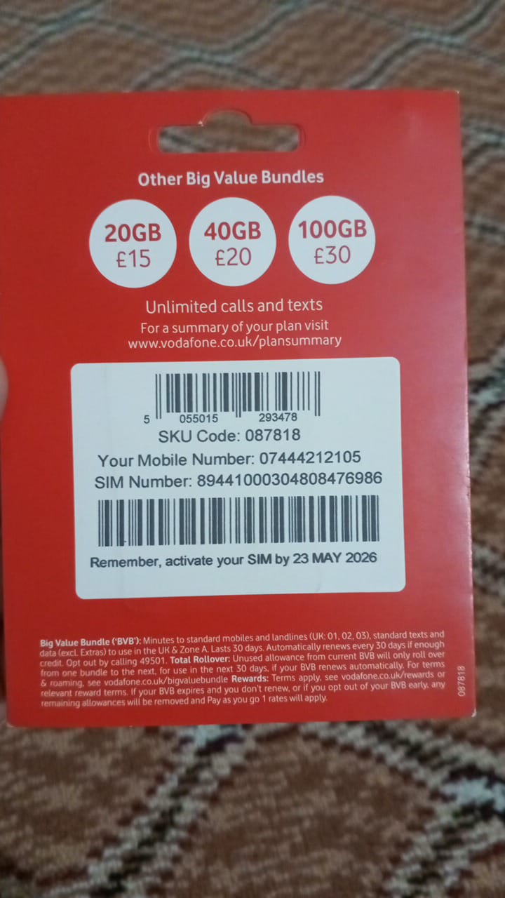 Lifetime guaranteed U.k sim for TikTok live, what'sap and other purposes